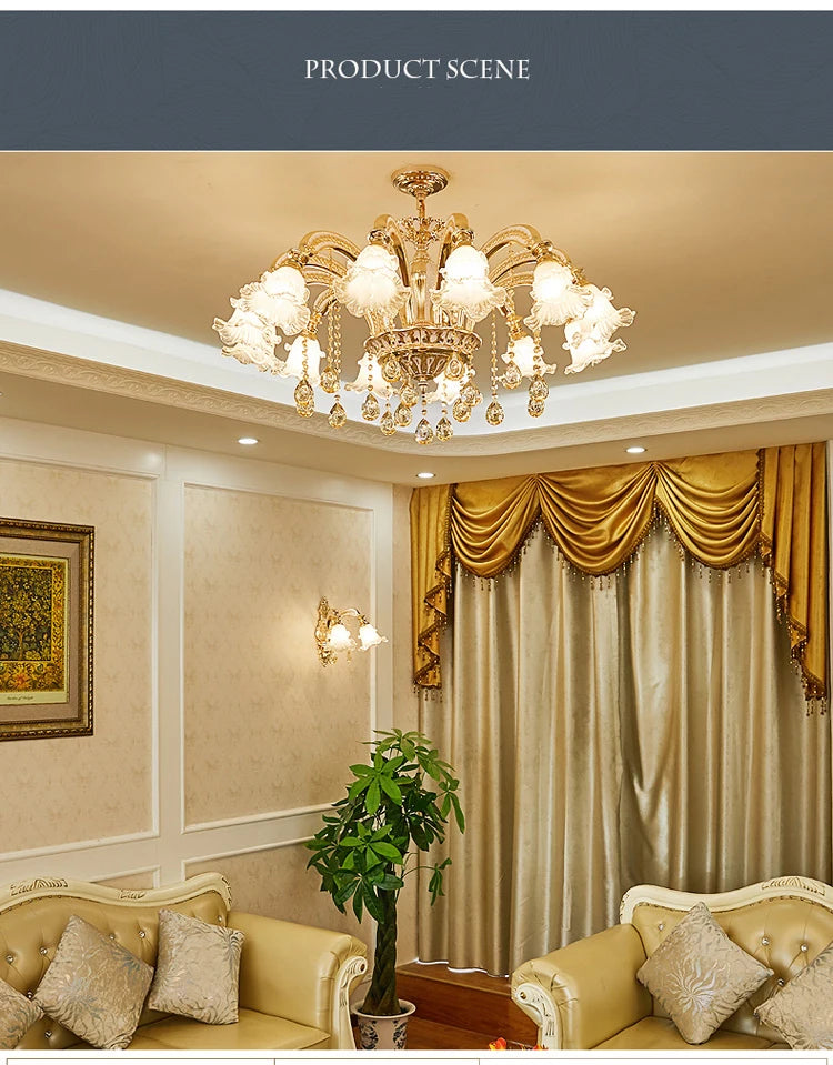 European Style Living Room Pendant Light Simple And Luxurious Dining Room Bedroom Main Light Facing Downwards New Crystal Light