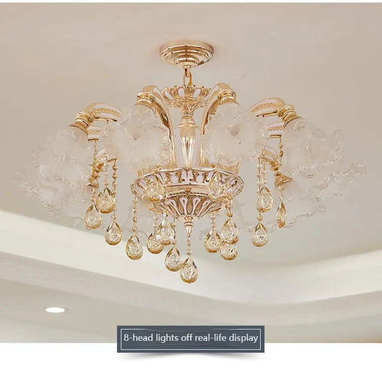 European Style Living Room Pendant Light Simple And Luxurious Dining Room Bedroom Main Light Facing Downwards New Crystal Light
