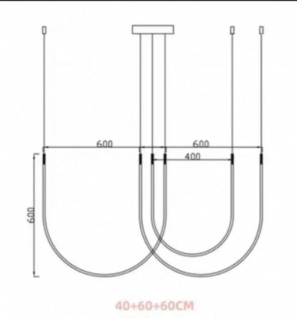 Living Room Study Modern Lines U shaped Dining l Chandelier LED