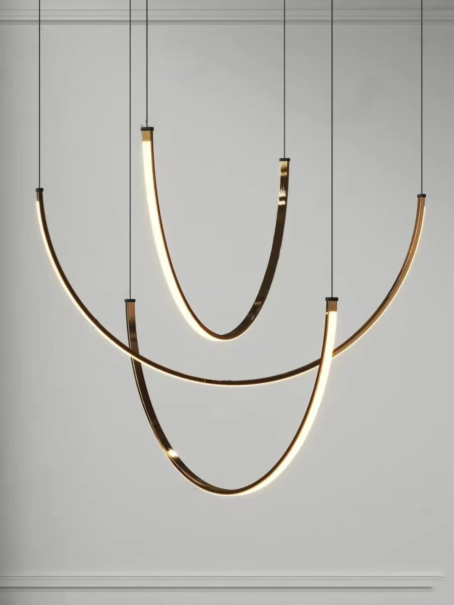 Living Room Study Modern Lines U shaped Dining l Chandelier LED