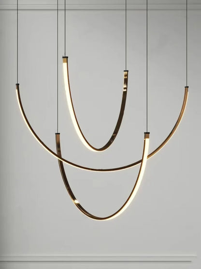 Living Room Study Modern Lines U shaped Dining l Chandelier LED