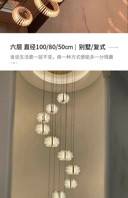French light luxury living room chandelier duplex staircase bedroom dining room creative flower beauty salon lighting fixtures