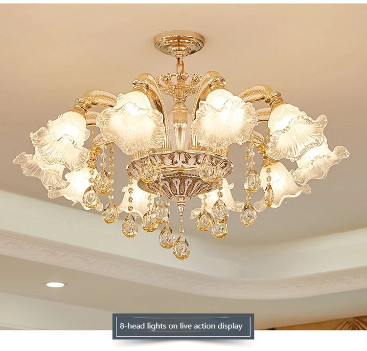 European Style Living Room Pendant Light Simple And Luxurious Dining Room Bedroom Main Light Facing Downwards New Crystal Light