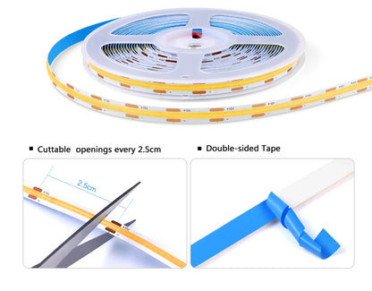 1-6pcs COB LED Strip Light Under Cabinet Collection Display Touch Dimmer Bookcase Wardrobe Motion Sensor Penet Wood Closet Lamp