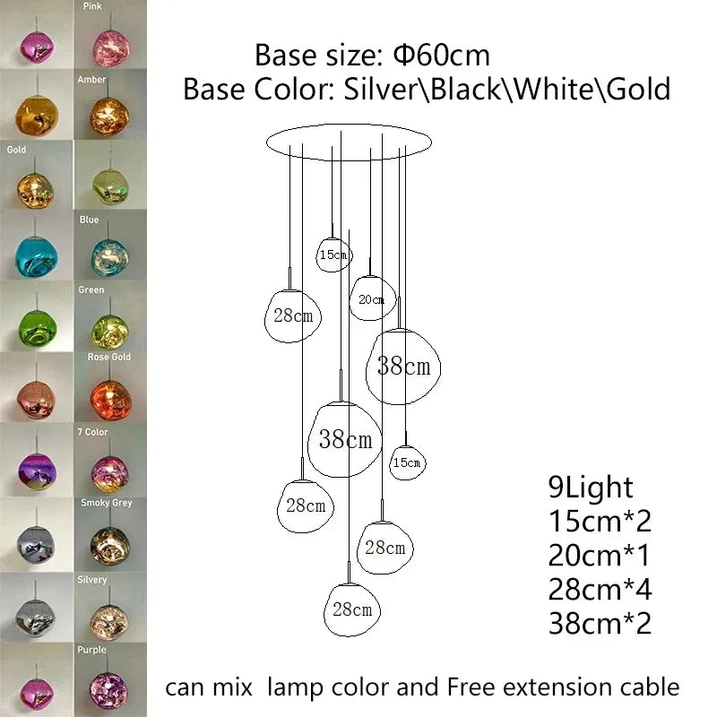 Nordic LED PVC Pendant Light Lava Home Decoration Living Room