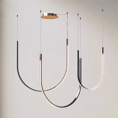 Living Room Study Modern Lines U shaped Dining l Chandelier LED