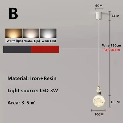 Bedside Pendant Lights Minimalist Modern TV Background Wall Light Lunar Astronaut Children&